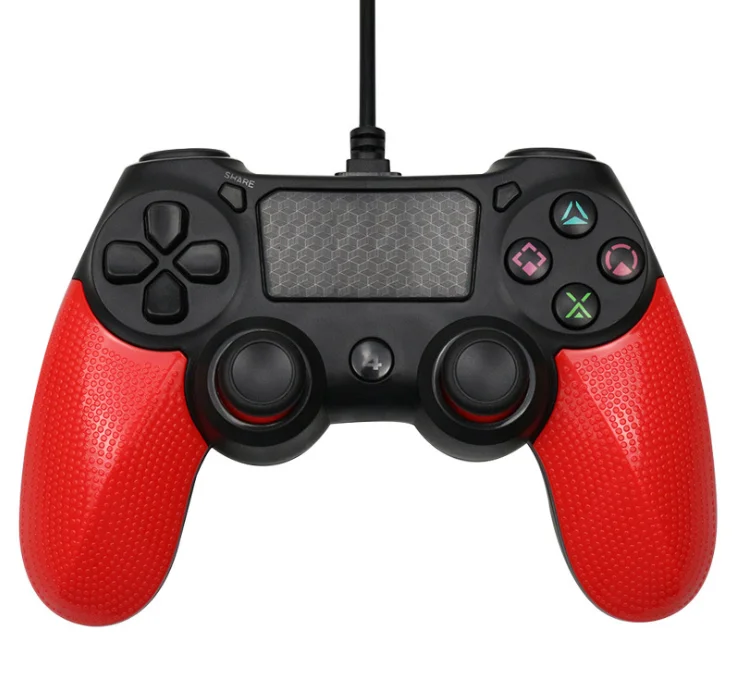 

PC USB Cable Wired Gamepad Vibration Controller Joystick for PS4 Game Console, Black red orange