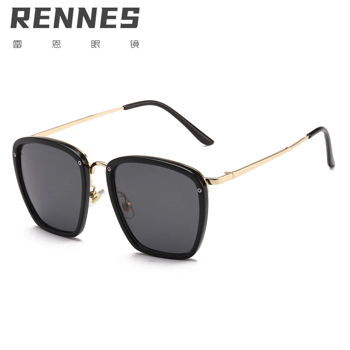 

RENNES 2021 new anti-Blue-ray glasses women's metal frame large frame plain glasses