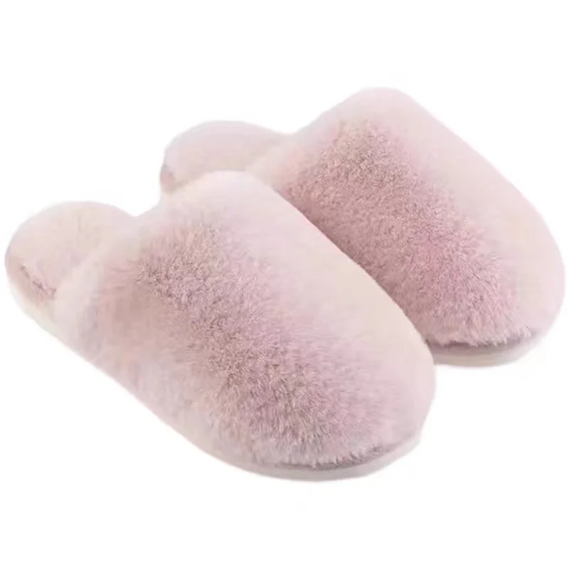 

Custom outdoor soft bedroom platform leather winter fluffy fur house slippers for women designers slippers for