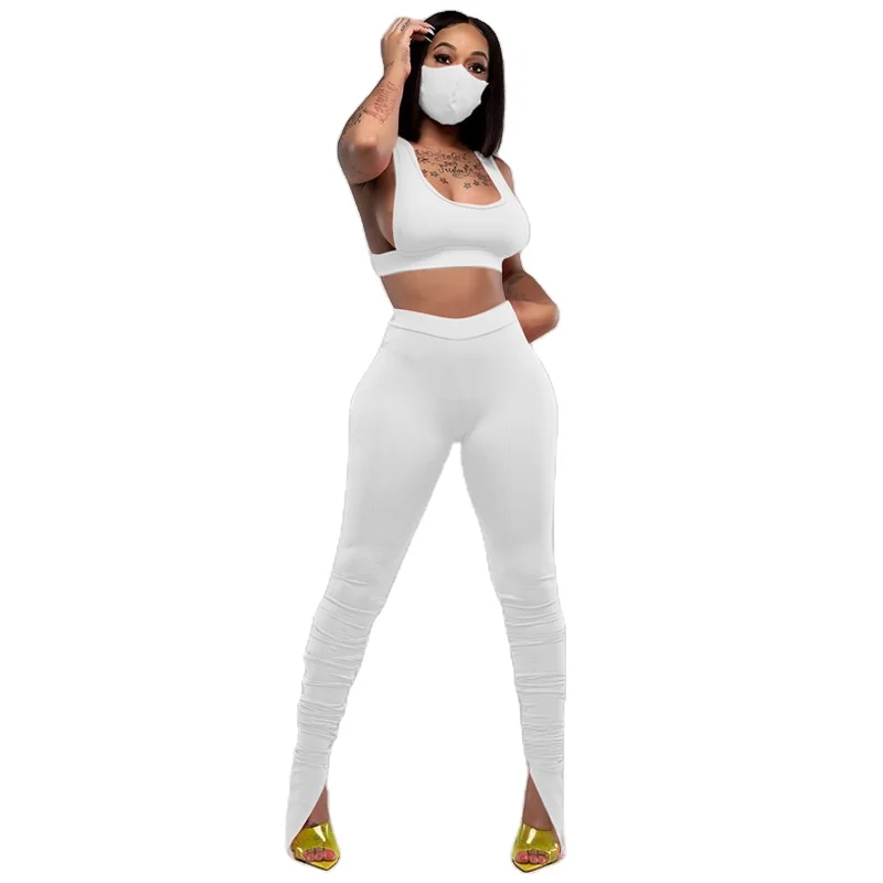 

Wholesale High elastic Female yoga suit Ladies crop top pants set womans clothing 2 piece two piece set, As pictures