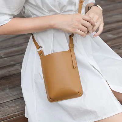 

New Style 2021 Pu Leather Mobile Phone Bags Solid Color Crossbody Purse for Ladies