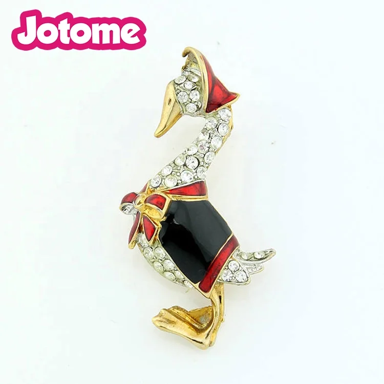 

Hand Painted Color Enamel Crystal Rhinestone Flying Goose Duck Crane Pin Brooch