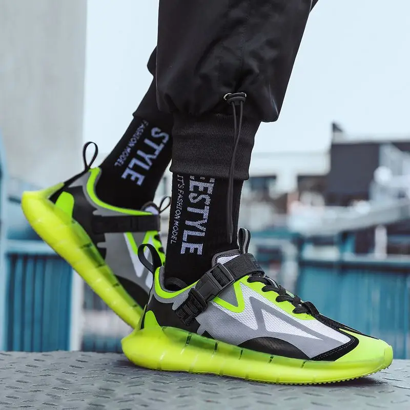 

Anti-slip Breathable High Frequency Mesh Private Label New Shoes Running Sneakers, Black/orange,grey,green