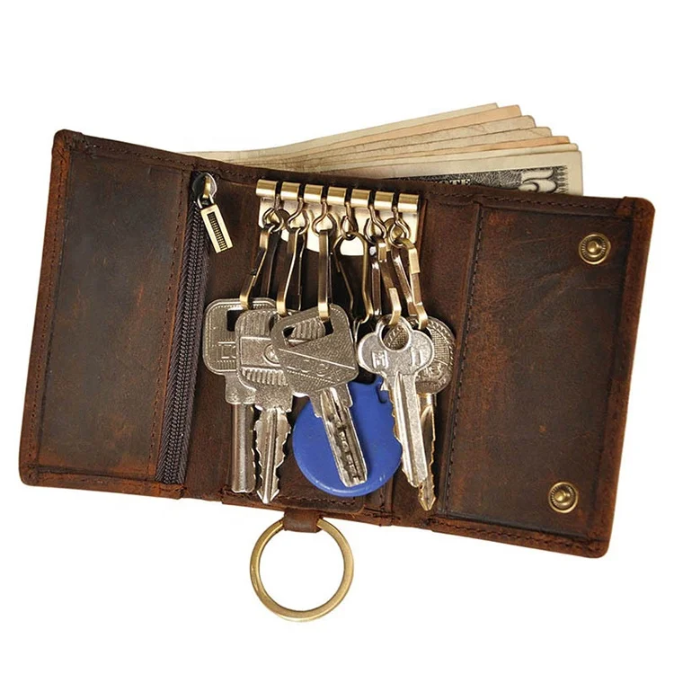 

Original Leather Men Fashion Multifunction Coin Wallet Car Remote Case Key Ring Case Holder Chain Designer Key Package Bag 230