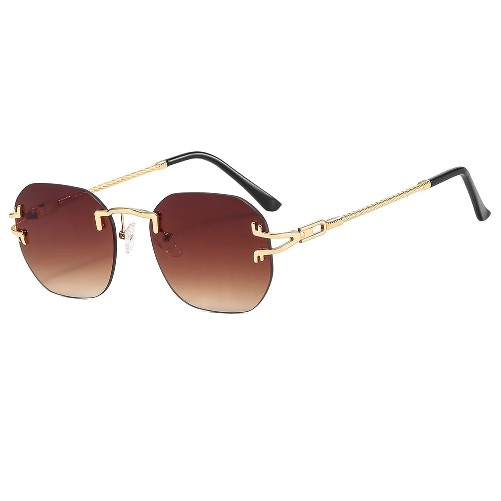 

Hot Fashion Luxury Shade Small Rimless Oval sunglass Women Retro Design Gradient sunglasses 2022
