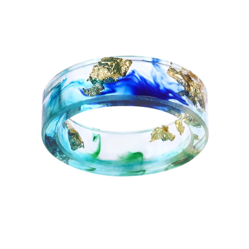 

Dried Flower Transparent Scenery Clear Epoxy Handmade Ocean Resin Rings For Women Men