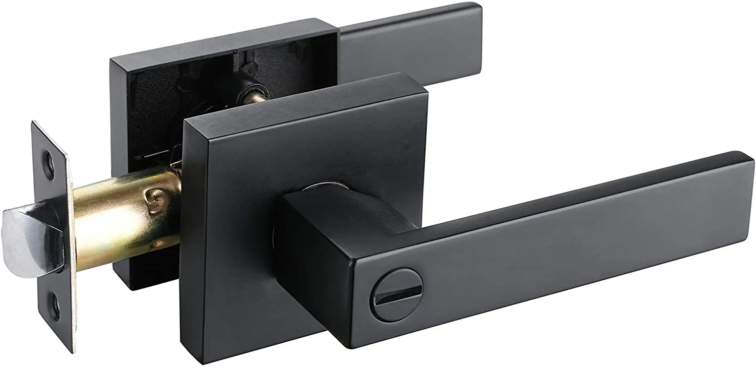 Matt Black Bed/Bath Room Door Lever for Privacy Bathroom and Interior Door Heavy Duty Door Lock Handle