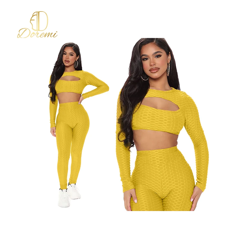 

Amazon Explosion Style Top Hollow Multicolor two piece suits woman's clothings womens 2 pieces outfit sets ribbed set