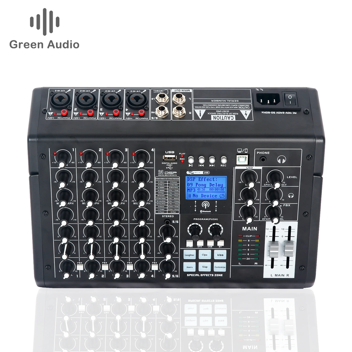 

GAX-SK6 6-channel 24 kinds of digital effects with feedback suppression professional mixer professional recording K song mixer