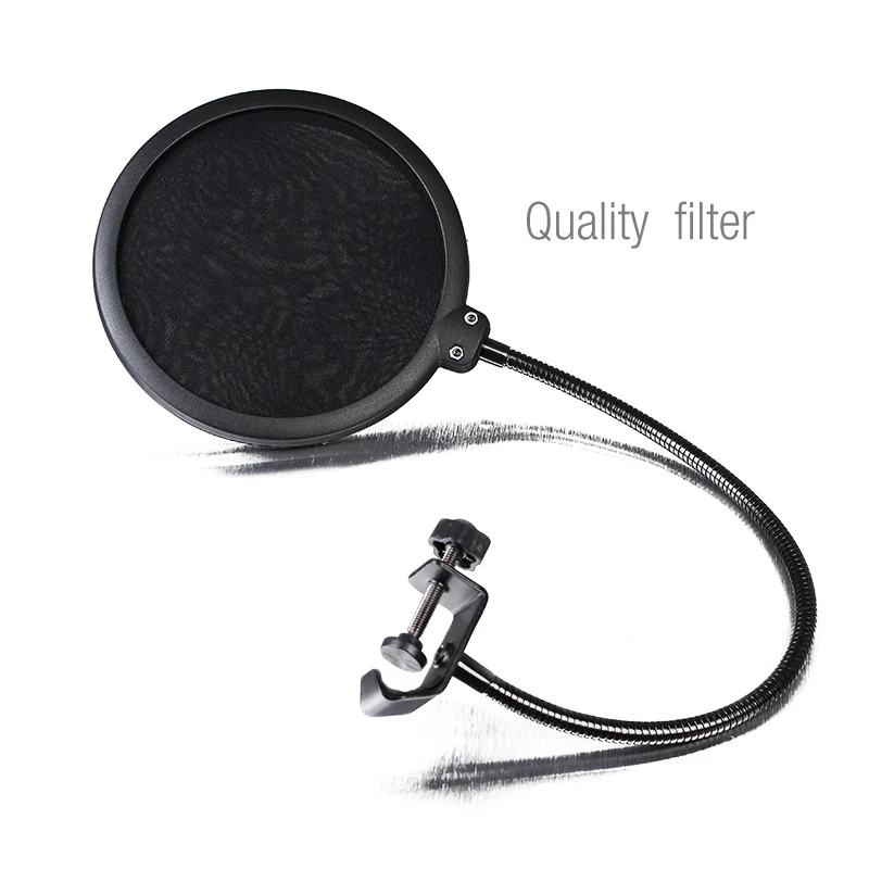 

Professional dual-layered pop filter with metal gooseneck designed specifically for studio recording purposes.