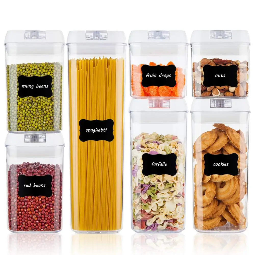 

Airtight Food Storage Containers Vtopmart 7 Pieces BPA Free Plastic Cereal Containers with Easy Locked Lids, Transparent