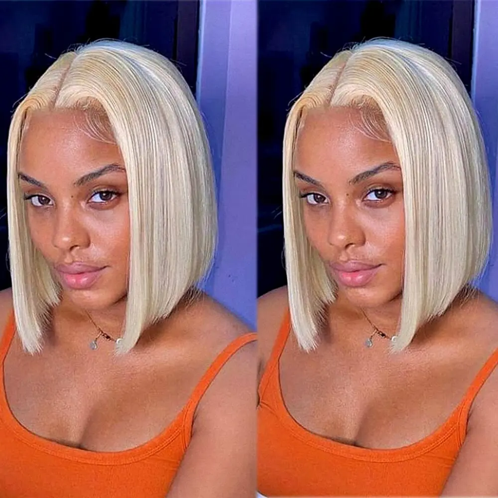 

Blonde Bob Wigs Deep Part 13x1x4 Human Hair Lace Front Wigs for Black Women Pre Plucked Bleached Knots 150% Density