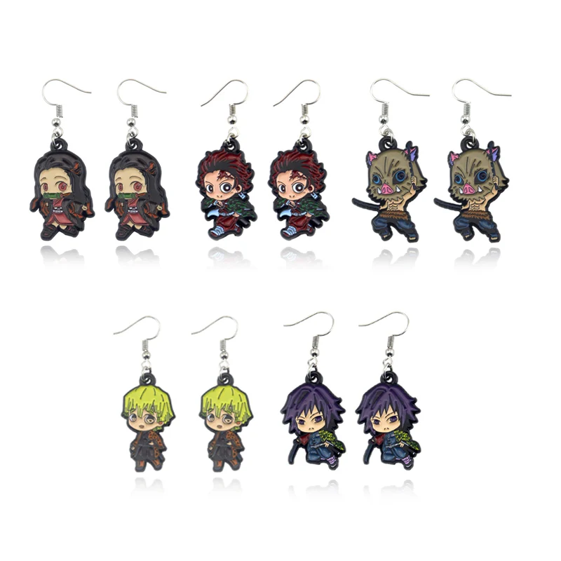 

New Design Cute Tanjiro Demon Slayer Kimetsu no Yaiba Figure Drop Earring For Women Girls Gifts