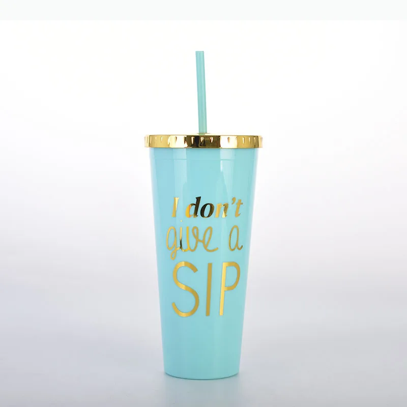 

Fangjuu 2021 hot sale custom hot stamping letters double wall AS plastic party cup with straw, Picture