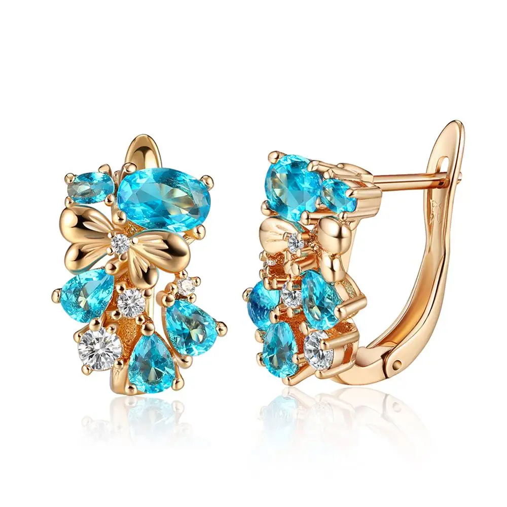 

Cubic Zircon Luxury Gift Gold Butterfly Wing Stud Ear Piercing Earrings Studs Beautiful Stylish Earring