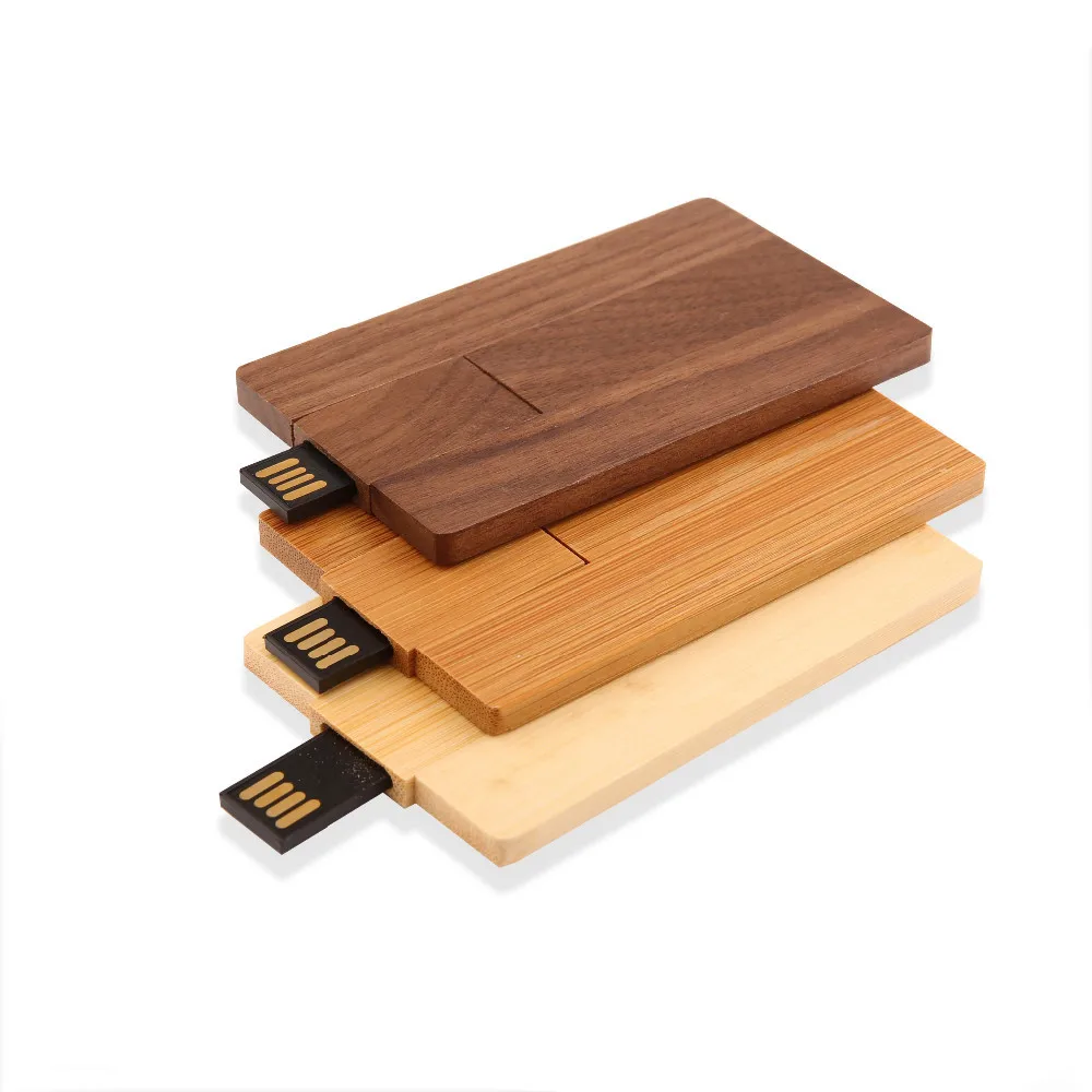

Customized Engraving Logo USB Flash Drive Pen Drive Business Card 8GB 16GB Bamboo Wooden Card USB Stick