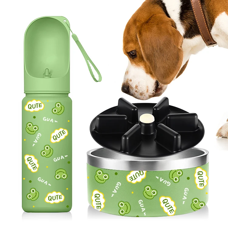 

everich top selling New Pet Accessories Dispenser Pet Bowl with Food Feeder Pet Water bottle customize paint color box