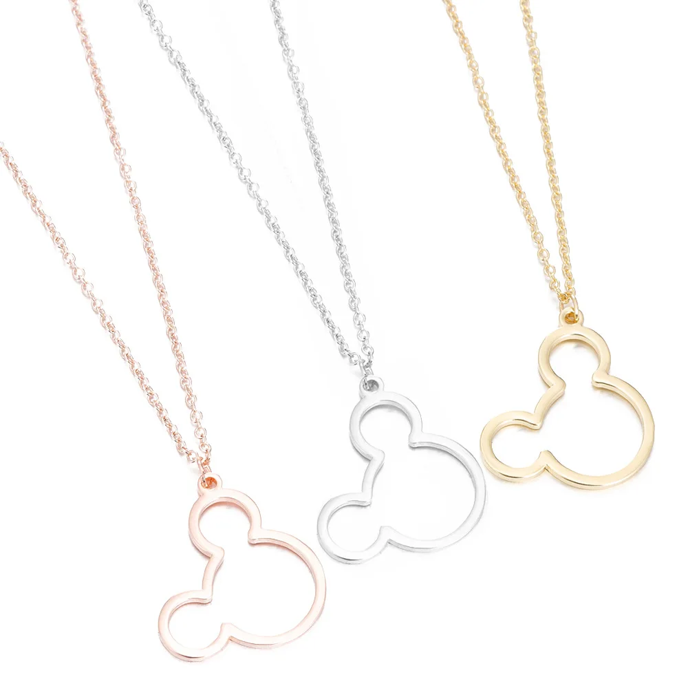 

Wholesale Cartoon Stainless Steel Mickey Head Necklace Hollow Mickey Ladies Clavicle Chain, Picture