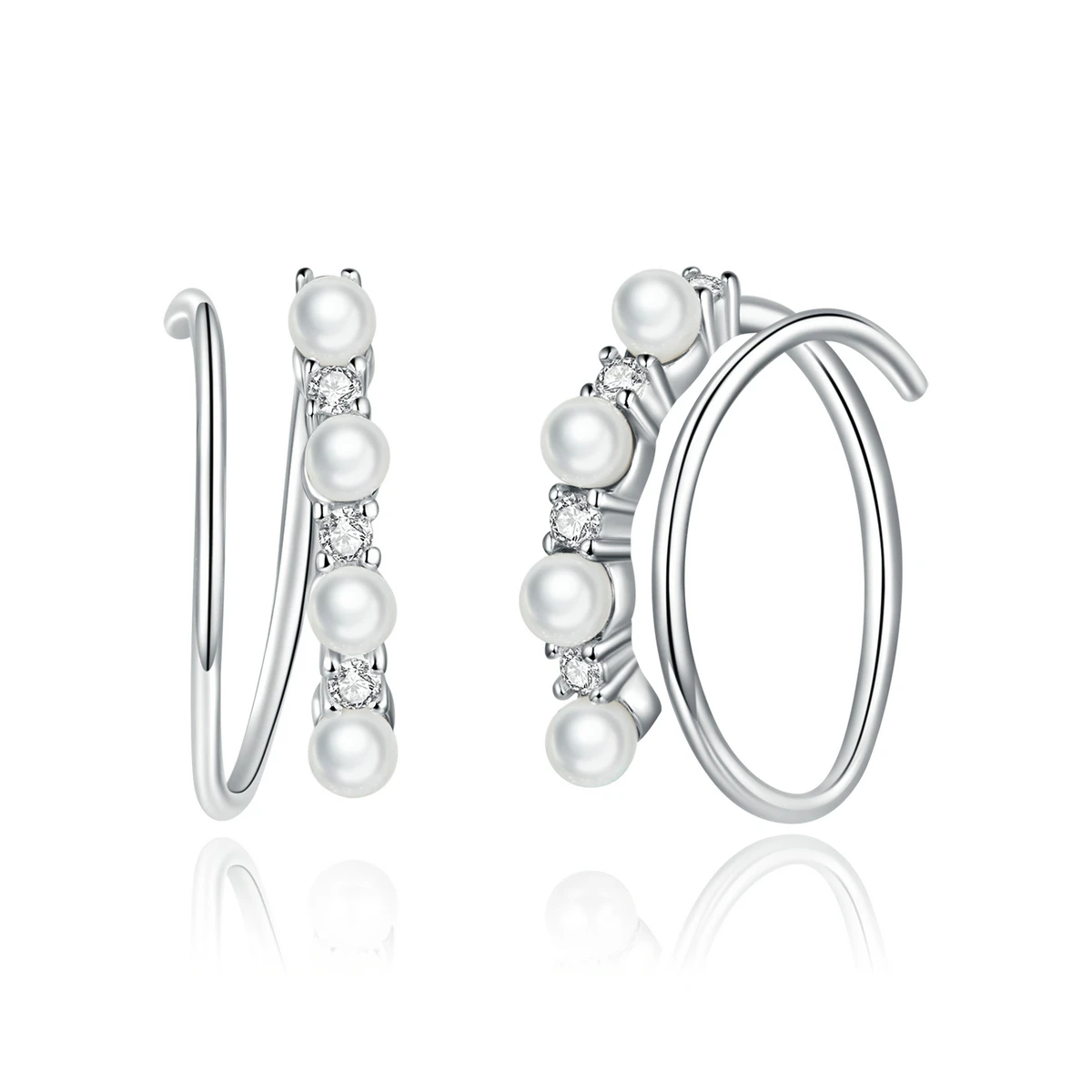 

Luxury gemstone jewelry 925 silver sterling pearl hoop earring
