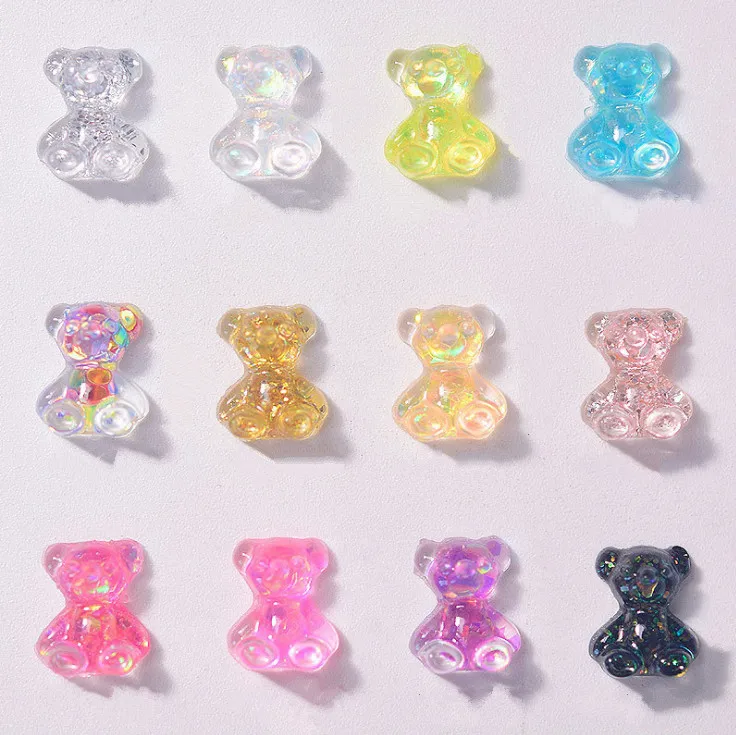 

Amazon Hot Selling 3D Resin Shiny Pink Aurora Bear Nail Art DIY Manicure Nail Art Decorations Girly Nail