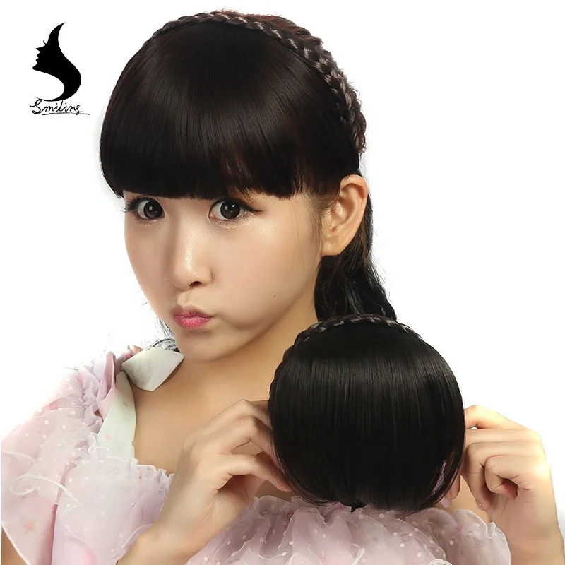 
Women Fringe Hair Extension Blunt Front Hoop Expanded Synthetic Hair Accessories 