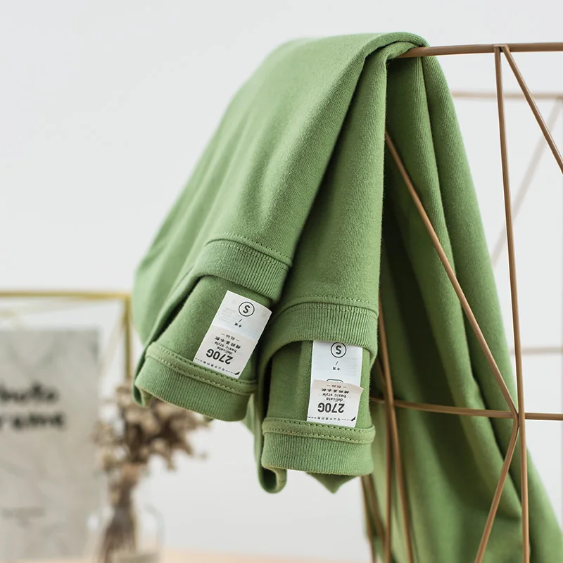 

YLS Nice Quality 270 gsm 100% Cotton Heavy Weight Thick Men No Label O-Neck T-Shirt