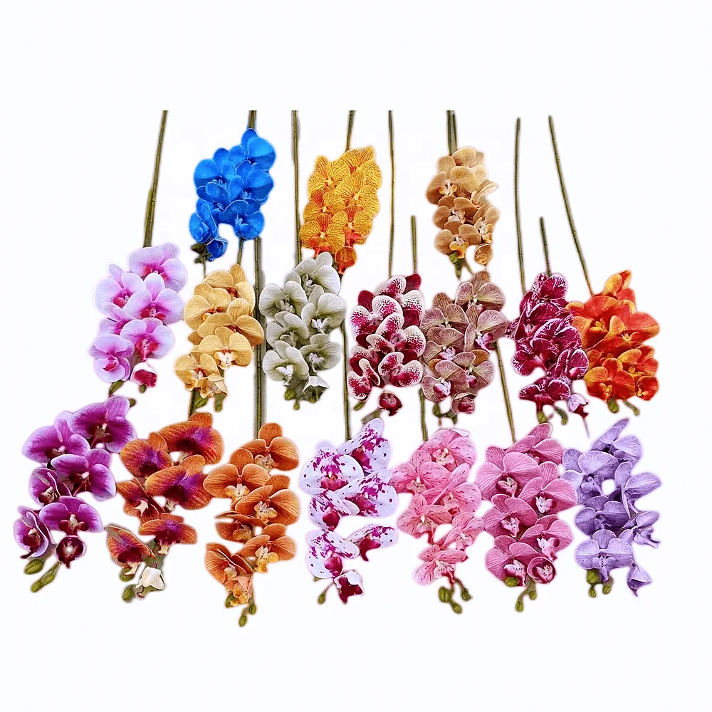 

High quality 7 heads latex real touch orchids artificial flowers butterfly orchid for home decor