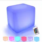 モダンなスタイル防水プラスチックリモートコントロールライト led キューブチェア屋外 40 センチメートル led グローイングシート