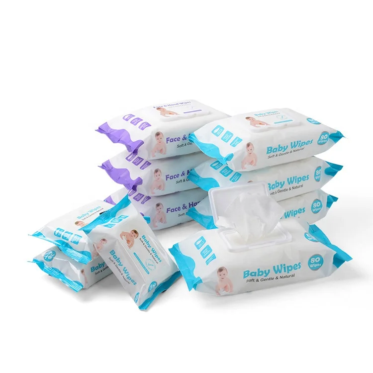 

New Arrival 80Pcs/Bag Perfume-Free Nonwoven Sensitive Skin Disposable Unscented Baby Wet Wipes