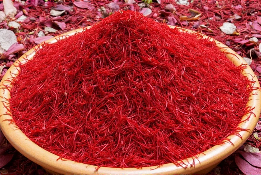 Saffron stigma up close showing the red threads