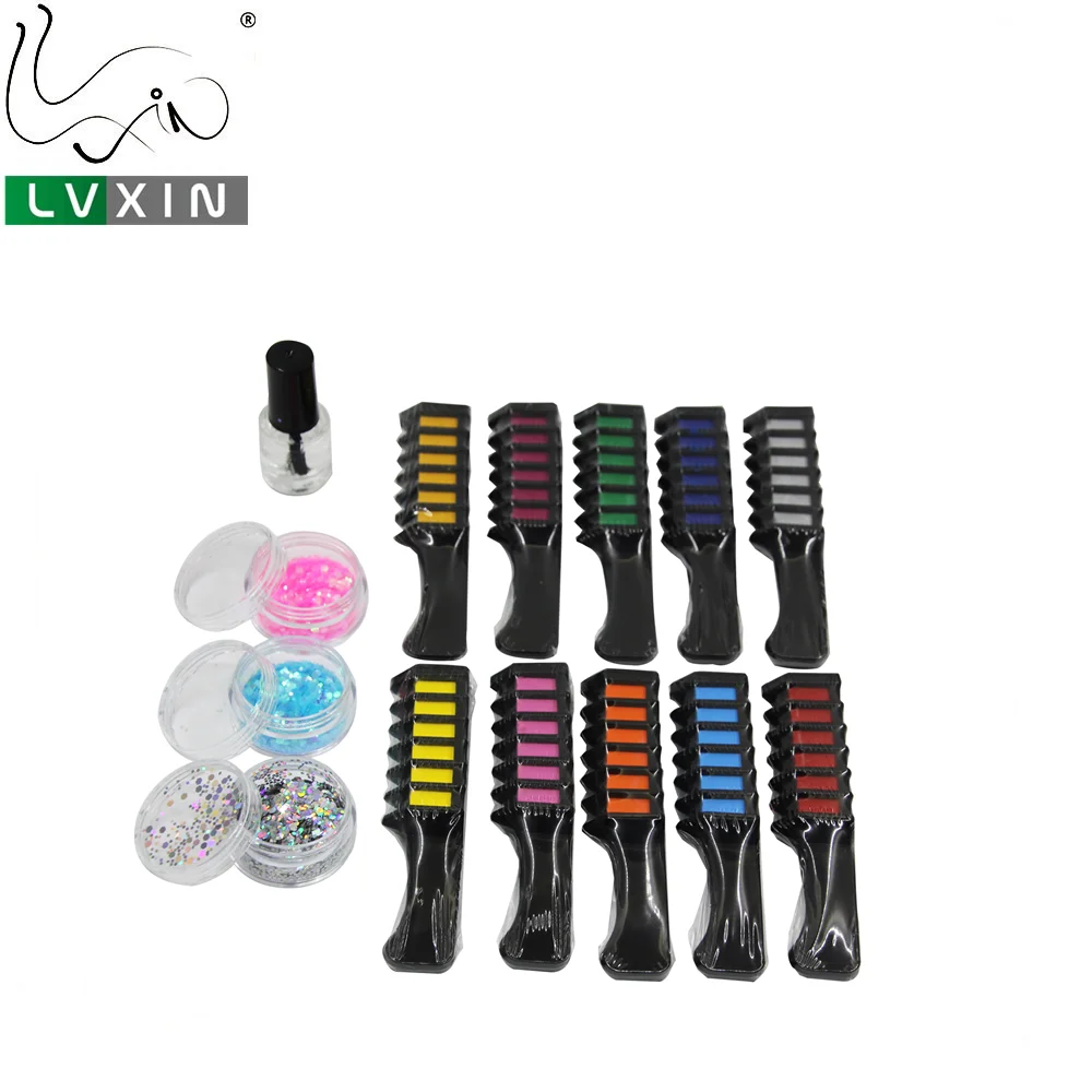 Download 2019 Custom Non-toxic Washable Hair Chalk Color Comb And Body Glitter Set - Buy Hair Chalk,Face ...