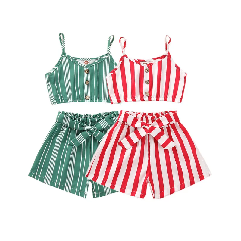 

Kids Boutique Outfits Striped Baby Girl Summer Shorts Sets