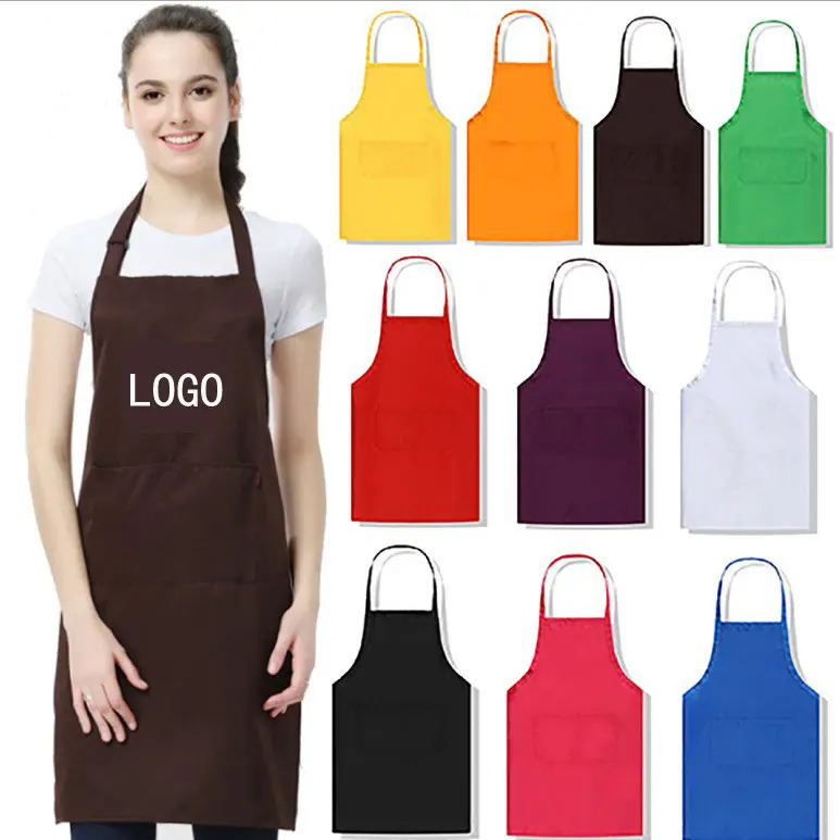 

Wholesale custom printed kitchen apron Factory direct sells custom logo Colorful different size cotton apron, Customized