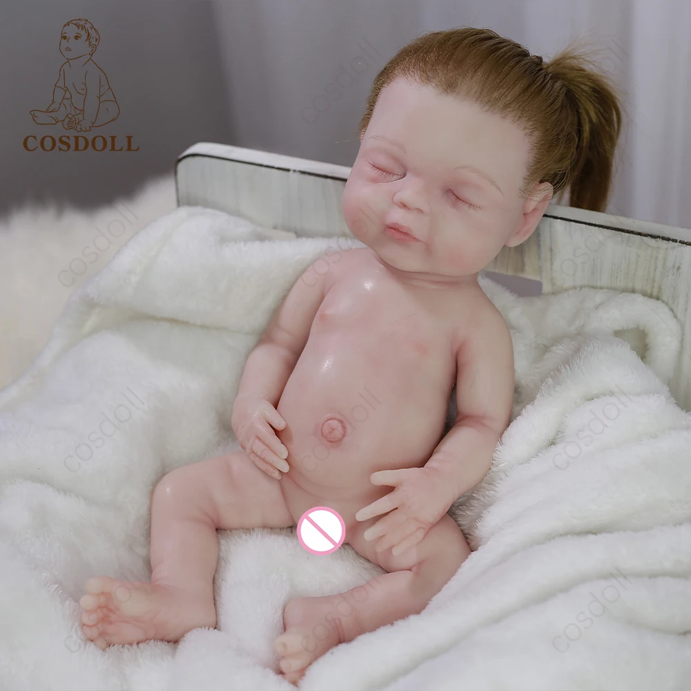 

Overseas warehouse 15 inch Soft silicone reborn baby dolls sleeping newborn baby doll Full body Solid Platinum Silicone