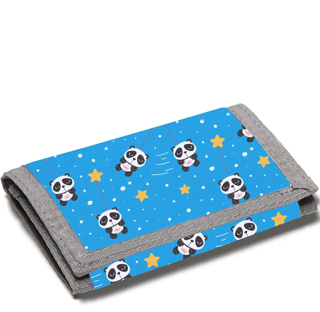 

Personal design Low MOQ Custom print on demand Panda pattern cartoon zipper money clip mini toddler kids coin wallet purse