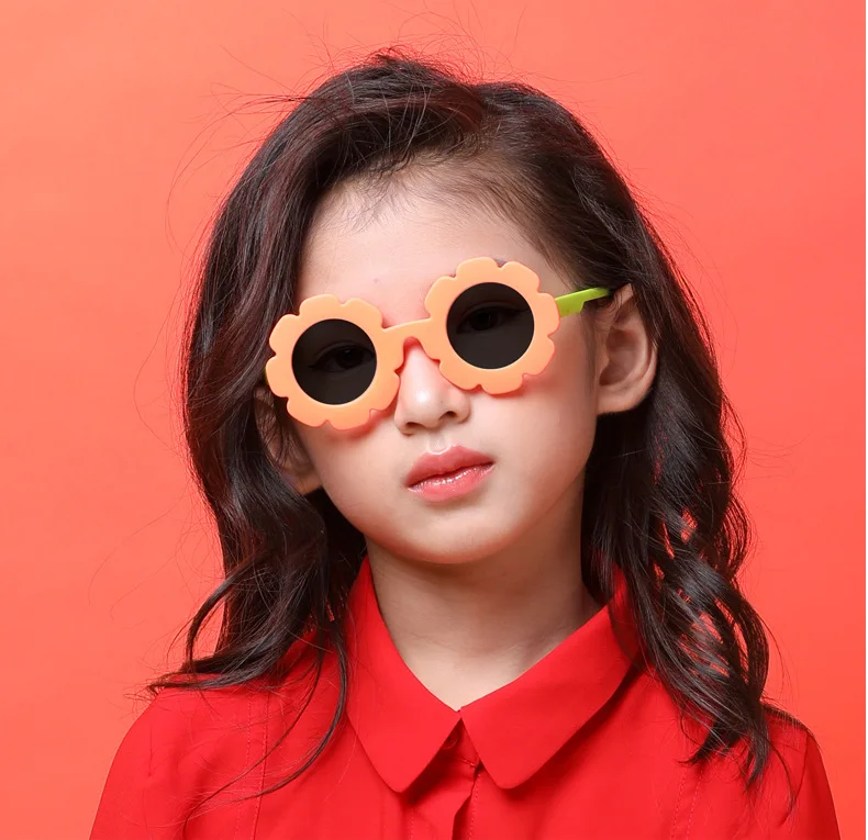 

Retro TAC lens polarized glasses for children round frame boys and girls baby flower sunglasses, As the picture shows