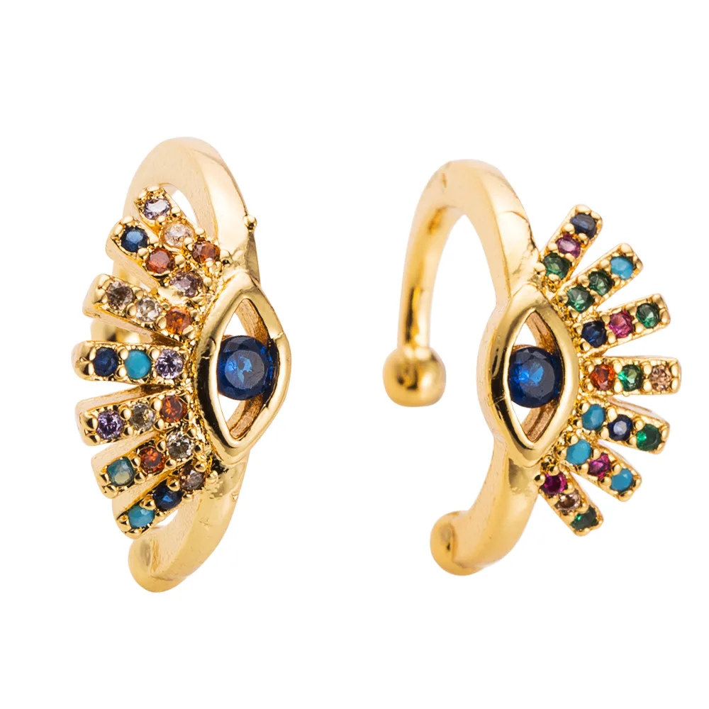 

Mgirlshe Retro copper diamonds Gold Ear studs Bone clip Evil Eye Earrings Vintage Crystal Dangle Rhinestone Earring For Women, Custom color