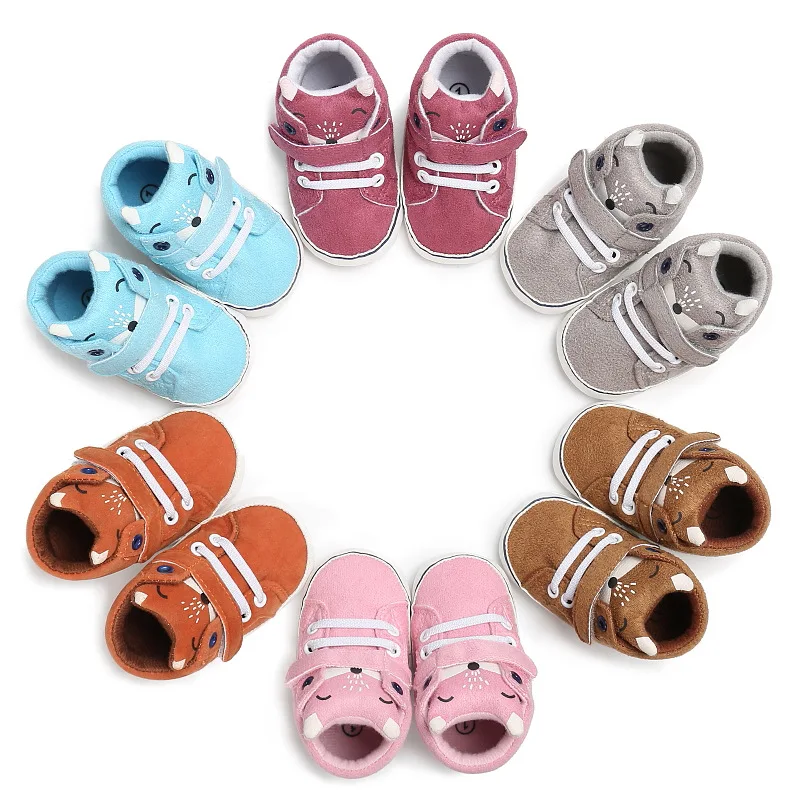 

Baby Shoes Sports Sneakers Children's Boys Girls Cartoon fox Shoes Infant Toddler kids Soft Anti-slip Casual high-top Shoes B1, As photo