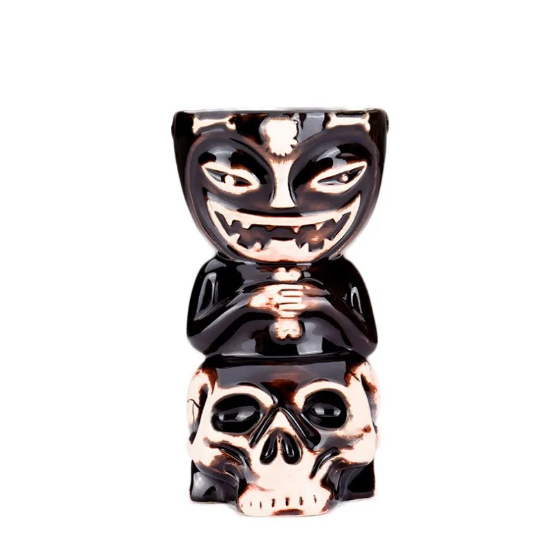 

Creative skulls doll shape Hawaiian cocktail ceramic tiki mug for bar