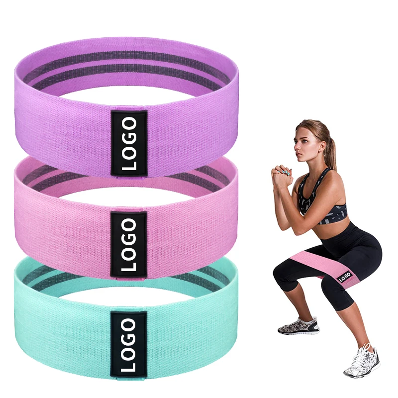 

Custom Logo Printed Yoga Gym Exercise fitness for Legs Glutes Booty Hip Fabric Resistance Bands, Customized color