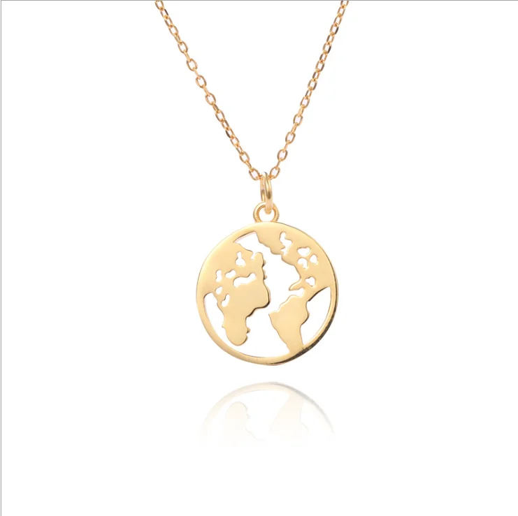 

minimalist jewelrynecklace collar de plata 925 sterling silver world map pendant necklace