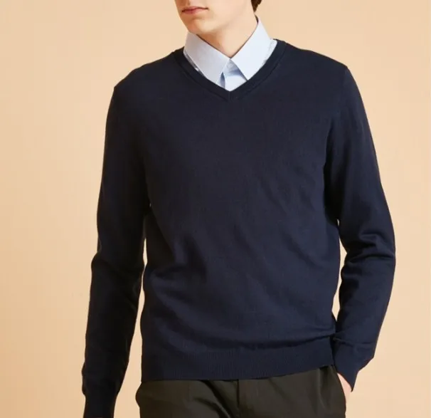 
2019 2020 cheap wholesale custom 12g v neck plain blank knit sweater for men 