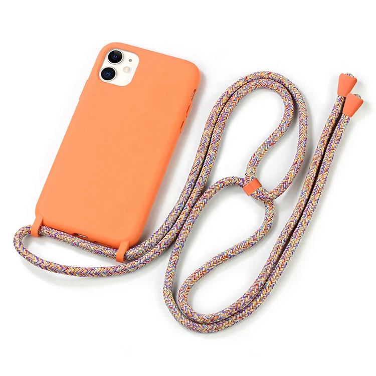 

Nice design candy silicone feel Phone Case with lanyard sling for iphone 11 tpu rubber cellphone Case for iphone x xs xr 7 8, Black