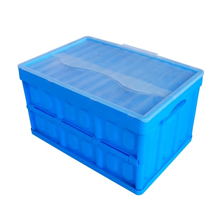 

QS Mesh Totes Bins Solid Heavy Duty Collapsible Plastic Crate Folded Stack Portable Moving Crate for Storage Parts