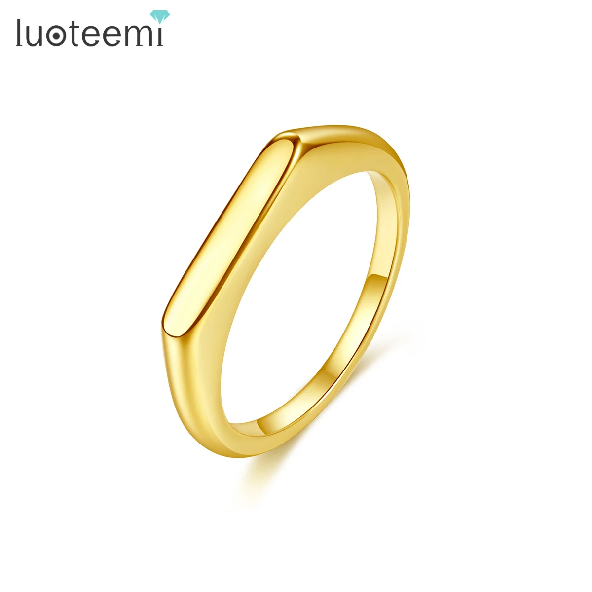 

SP-LAM Trendy Thin Metal Signet Stainless Steel Gold Plated 14 K 2021 Jewelry 14K Minimalist Trendy Ring