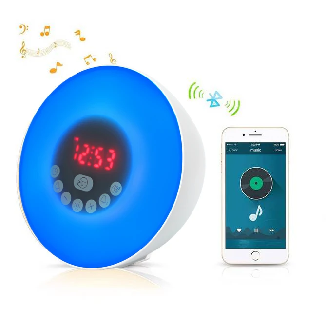 

Sunrise Alarm Clock Bluetooth Speaker with FM Radio Multiple Nature Sounds Sunset Simulation Touch Control