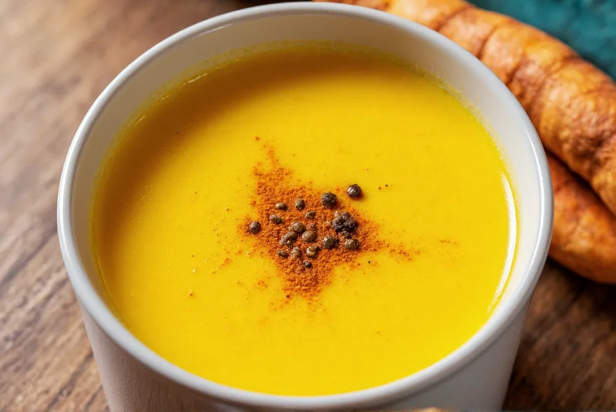 Golden milk preparation showing turmeric with black pepper and healthy fats for optimal curcumin absorption