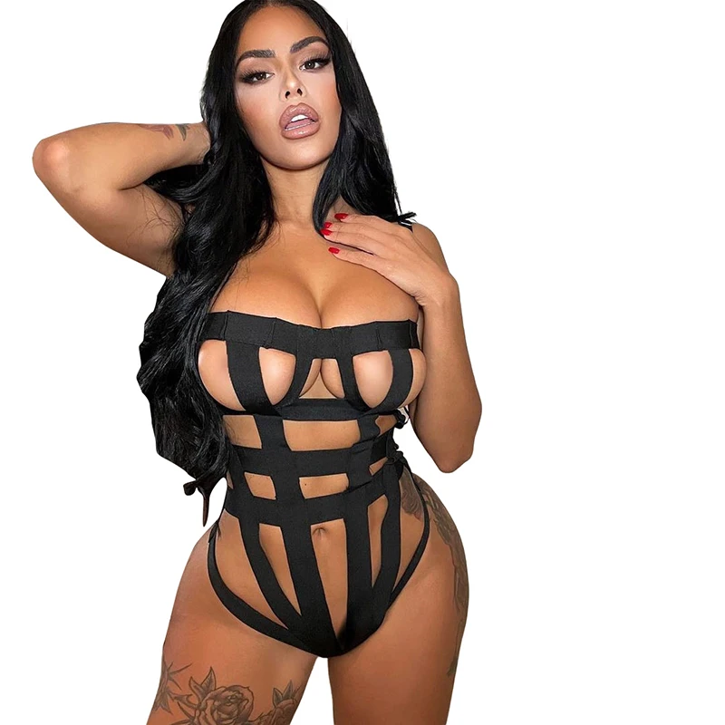 

Top sale sexy lingerie vendor One piece hollow out Black erotica sexy lingeries