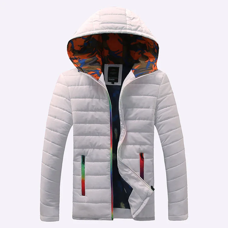 

Winter men's hooded thick color zipper down cotton-padded jacket plus size jacket