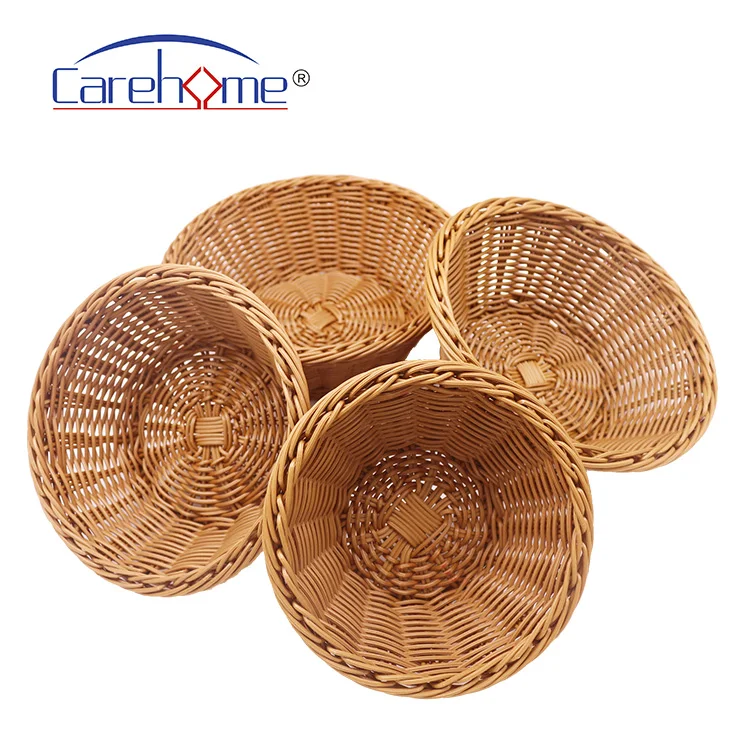 

Graceful food grade graceful washable pp rattan bread basket, Beige and coffee